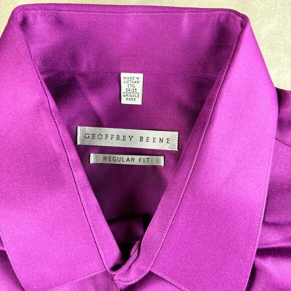 Geoffrey Beene Dress Shirts Lot of 2 Men's 17.5 Orange / Purple Regular Fit - Picture 5 of 8